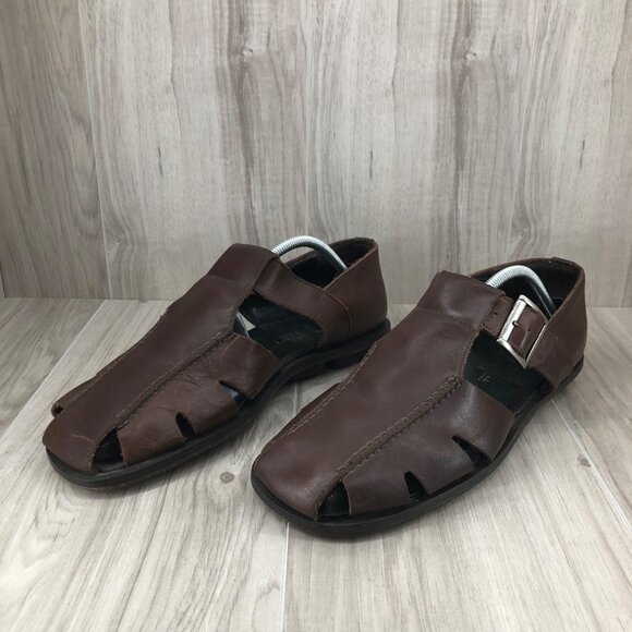 Harold Powell Fisherman Sandals Mens 11.5M Brown Leather Buckle Shoes main image 7